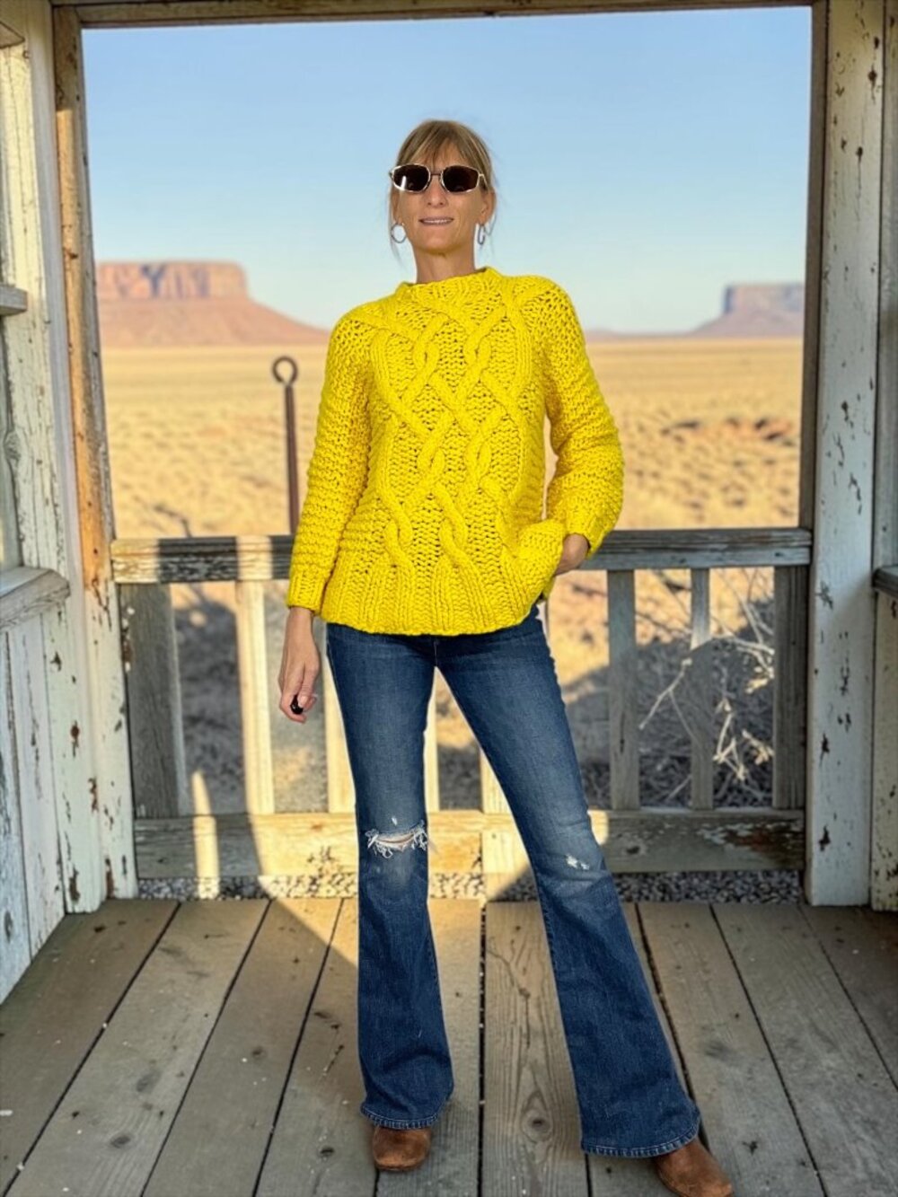 Loopy Mango Handmade Urban Fisherman Sweater S/M Sunshine Yellow Merino Wool
